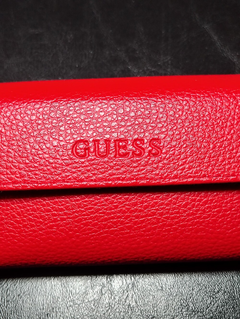 Guess Red Pebbled Leather Sunglasses Case